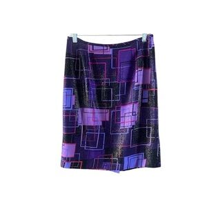 Le Suit Purple Geometric Shimmer Skirt